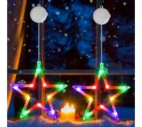 OUILA RGB Luces Navideñas Estrellas, Cortina Luces Estrellas a Pilas Luces Navidad a Temporizador Luces de Ventana de Navidad con Ventosa Cortina de Luces Navidad Navidad Decoración 2024 (RGB)