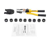 OUKANING Alicates hidráulicos manuales 10T crimpadora para prensas de prensado, 10 juegos de matrices, V12-28 mm + M12-28 mm, cabezal giratorio 360°, alicates de prensado de tubos para PEX, tubo