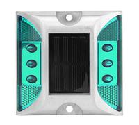 OUKENS Luces de señalización de tierra de energía solar LED, reflector de carretera LED, lámpara de punta de carretera de camino de entrada al aire libre impermeable (Verde)