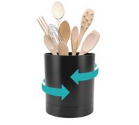OUKENS Soporte para utensilios, apto para lavavajillas, giratorio de 360 grados, cesta para palillos, contenedor de almacenamiento de vajilla, organizador de utensilios para cocina casera (Negro)