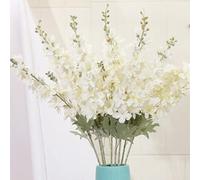 OUKEYI 6 Flores Falsas de 33.5 Pulgadas (85.1 cm) Delphinium Artificiales de Seda con Tallo Largo para jarrón Alto, decoración del hogar, Boda, Fiesta (Blanco)