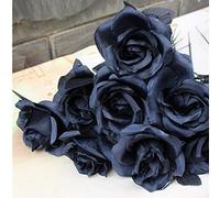 OUKEYI 8 rosas artificiales, rosas negras que no se decoloran, flores de seda falsas de un solo tallo, flores realistas para bricolaje, hogar, oficina, fiesta, ramo de novia, decoración de Halloween