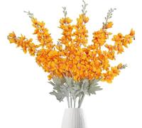 OUKEYI Flor Artificial Delphinium, Flores Artificiales, Flores de Seda, Espuela de Caballero, Tallo Largo, Flores para Jarrón Alto, Hogar, Boda, Fiesta, Decoración, Naranja, 85,1 cm, 6 Piezas