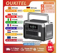 OUKITEL P1000 PLUS 1800W Estación de energía portátil 1024Wh Lifepo4 Generador solar con batería, respaldo para el hogar Camping al aire libre Energía móvil P1000EPLUS 1800W 1024Wh