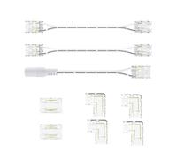 OULARA Conectores Para Tira LED COB de 2pin y 8mm ancho,2 Conectores medios Transparentes,4pcs en forma de L,2pcs de cable extensión de 15cm de dos extremos y 1pcs de cable extensión con Conector DC