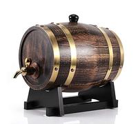 Oumefar Barril de Vino de Madera de Roble 3L Decoración de Grano de Madera Retro Cubo de Vino de Madera de Roble Contenedor Vino Brandy Whisky Bourbon Tequila Barril de Roble con Grifo