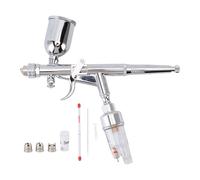 Oumefar Juego de Aerógrafo, Alimentación por Gravedad de Doble Acción con Boquilla de 0,3 Mm y Vaso de 15 Cc para Pintura de Modelos, Reparación de Muebles, Pintura de Automóviles