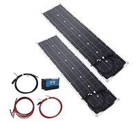 Oumefar Kit de Panel Solar Durable 50W con Controlador 40A para RV Hogar Fuente de Alimentación Portátil Silicio Monocristalino 2 Unidades