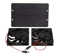 Oumefar Ventilador con Energía Solar, Ventilador Dual con Panel Solar Plástico de Silicona 10W 12V 2A Portátil Al Aire Libre para Gallinero Invernadero RV Coche