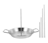OUNONA 1 juego de kit de parrilla vertical brasileña con pinchos de acero inoxidable y bandeja redonda para hornear, accesorio de soporte vertical para asador para horno, ahumador, barbacoa, tacos,