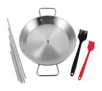 OUNONA 1 juego de kit de parrilla vertical brasileña con pinchos de acero inoxidable y bandeja redonda para hornear, accesorio de cepillo y soporte para asador vertical para horno, ahumador, barbacoa,