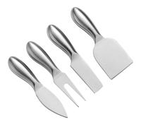 OUNONA 4 Piezas Juego de Cuchillos para Queso Cortador de Queso de Acero Inoxidable Plata Tenedor de Mantequilla y Espátula para Pizza Cocina