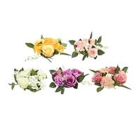 OUNONA 5 Piezas Anillo de Vela Rosas Artificiales Realistas para Decoración Diaria y Cumpleaños, Ligero y Fácil de Cuidar Materiales de Plástico y Tela