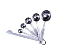 OUNONA 6 Piezas Set de Cucharas y Tazas Medidoras de Acero Inoxidable Anillo Organizador, Fácil de Limpiar y Resistente para Cocinar, Condimentar Café y Té