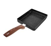 OUNONA Aluminio Sartén Antiadherente Rectangular para Inducción Negro | Base de Calentamiento Uniforme, Mango Resistente al Calor, Cocina Compacta para Camping y Desayunos