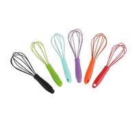 OUNONA Batidor Manual de Huevos de Acero Inoxidable y Silicona, Mini Batidores para Cocina 6 Piezas, Herramienta Fácil para Batir en Aventuras al Aire Libre y Cocina