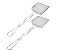 OUNONA Espumadera con Malla Fina de Acero Inoxidable Cuadrada para Freír Mango Largo y Gran Capacidad Paquete de 2 Piezas Adecuado para Cocina Profesional y Doméstica