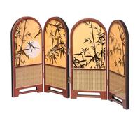 OUNONA Mini Biombo Decorativo de Sobremesa de Bambú Estilo Chino, Pantalla Plegable de 41,7x22,8x0,8 Cm para División de Ambientes y Decoración de Escritorio