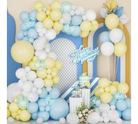 Ousuga Kit Arco Globo Azul Amarillo, 146Piezas Globos Azul Amarillo Blanco Guirnalda Globos Confeti Azul Claro Para Niñas Niño Crío Cumpleaños Compromiso Boda Graduación Aniversario Despedida Soltera
