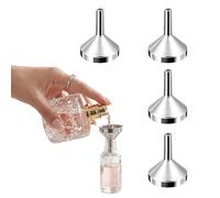 Ousuwo juego de 4 mini embudos de aluminio, pequeños embudos metálicos para llenar frascos de aceites esenciales y botellas pequeñas, y para trasvasar líquidos cosméticos (plateados)