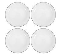 Outanaya Platos de Cerámica con Diseño Elegante Juego de 4 Platos de Porcelana Blancos y Línea Negra Simple Resistentes a Altas Temperaturas para Restaurantes y Uso Comercial
