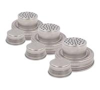 Outanaya Tapas de Acero Inoxidable y Fáciles de Lavar Juego de 3 Sellado de Silicona, Antideslizantes para Tarros Borde Estriado para Condimentos y Bebidas
