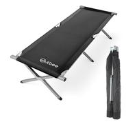 Outbee Cama Plegable 210x72x45 cm - Cama de Camping 1 Persona, Estructura Acero Capacidad 150 kg, Bolsa Transporte Incluida, Tejido Transpirable, Montaje Sin Herramientas, Negro