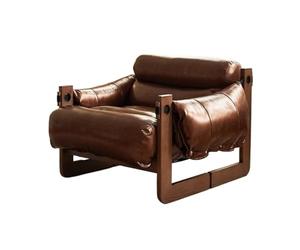 OUTIFUOTPP En la Sala de Estar, Hay sillones Cuero Tradicionales, cómodos y sillas reclinables Retro Madera Maciza(Vintage Brown)