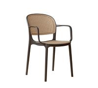 OUTIFUOTPP Silla Tejida de plástico, Taburete Simple Estilo Italiano, Silla Comedor Gruesa, con Respaldo cómoda y Transpirable for el hogar Comercial(- Black -)