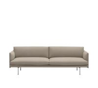 Muuto Sofá de 3 plazas Outline tela Ecriture 240-Polished Aluminum