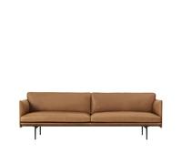 Muuto Sofá de 3 plazas Outline cuero Cognac-patas negras