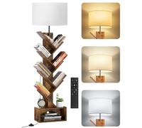 OUTONLIFE Pequeña Librería en Forma de Árbol con Luz, Estantería de 6 Niveles con Mando a Distancia y Temporizador, Estante Esquinero para Libros, CD, para Salón, Dormitorio, Oficina
