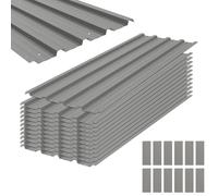 Outsunny 12x Paneles para Tejado de Acero Galvanizado 129x45cm Gris Claro