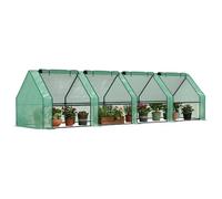 Outsunny 12x3x3 pies Mini Invernadero portátil Puertas Cremallera Verde | Ventanas enrollables, pequeño, invernadero plantas, cubierta PE, impermeable, protección UV, para flores y verduras