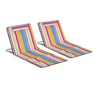 Outsunny Set 2 esterillas playa plegables 124x53x50 cm respaldo ajustable reposacabezas multicolor