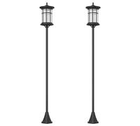 Outsunny 2 Farolas Solares Exterior con Panel Solar 23,5x23,5x184 cm Negro