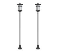 Outsunny 2 Farolas Solares Exterior Panel Solar 23,5x23,5x184 cm Negro | Luces Solares Exterior, Encendido Automático, Marco de Acero Inoxidable, Impermeable IP44, para Terraza Patio