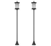 Outsunny 2 Farolas Solares Exterior con Panel Solar 23,5x23,5x184 cm Negro