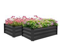 Outsunny 2 Jardineras de Acero Galvanizado 100x60x30 cm-Outsunny. Gris Oscuro Gris Oscuro