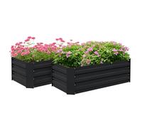 Outsunny 2 Jardineras Exterior Grandes Acero Galvanizado 100x50x30 cm Negro