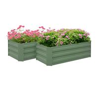 Outsunny juego de 2 jardineras exterior grandes de acero galvanizado, huertos urbanos, maceteros exterior elevados para plantas, flores, terraza, resistente a la intemperie, 100x50x30 cm, verde 100 cm