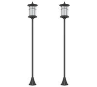 Outsunny 2 Luces Solares Exterior con Panel Solar Encendido Automático y Marco de Acero Inoxidable Impermeable IP44 Negro