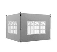 Outsunny 2 paredes laterales para carpas de 3 x 3 / 3 x 4 m, 295x195 cm, paredes laterales de repuesto para cenador de tela oxford con ventana, para jardín, exteriores, fiestas, gris claro