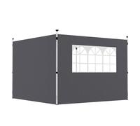 Outsunny Paredes Laterales para Carpa de 2 Paneles 300x200 cm con Ventana Gris Gris oscuro
