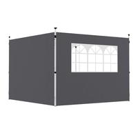Outsunny 2 paredes laterales para carpas de 3 x 3 m, 300x200 cm, paredes laterales de repuesto para cenador de tela oxford con ventana, para jardín, exteriores, fiestas, gris oscuro