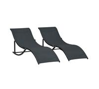 Outsunny 2 Tumbonas Plegables de Aluminio en Forma de S Ergonómica con Tela Texteline para Piscina Patio Jardín Terraza 165x61x63 cm Negro