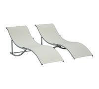 Outsunny 2 Tumbonas plegables en S ergonómica – Marco aluminio Texteline – Beige 165x61x63 cm