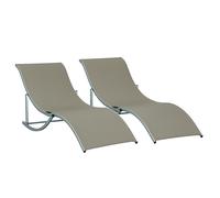 Outsunny 2 Tumbonas Plegables Forma de S Aluminio Texteline para Terraza Gris oscuro