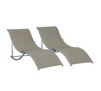 Outsunny 2 Tumbonas Plegables Marco de Aluminio 165x61x63 cm Gris | Tumbonas de Jardín en Forma de S, Texteline, para Piscina Patio Terraza