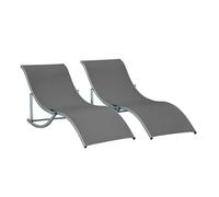 Outsunny Juego de 2 Tumbonas plegables forma S, aluminio Texteline 120 kg 165x61x63 cm Gris